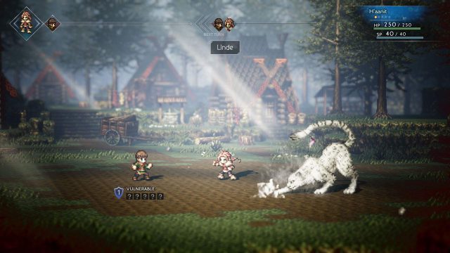 Schermata di battaglia di Octopath Traveler 