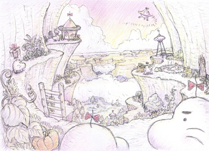 Concept Art della Saturn Valley di Earthbound